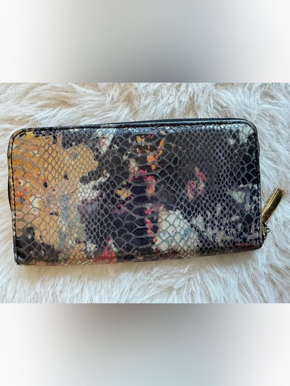 Tory Burch Multicolor Snake-Print Zip Card Wallet with Gold Hardware Zip around - Picture 2 of 16